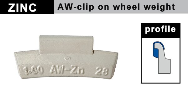 Zinc Clip On Wheel Weight- AW Series for Alloy Wheels