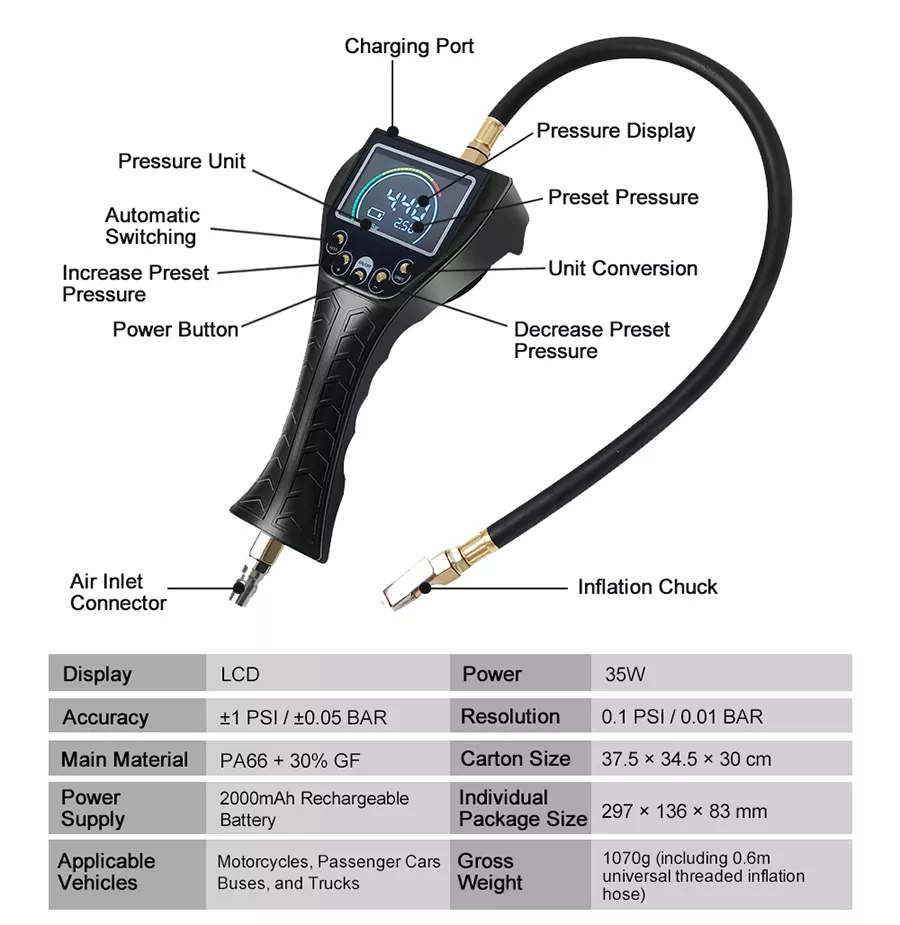 ST-902 Handheld Digital Tire Pressure Gauge